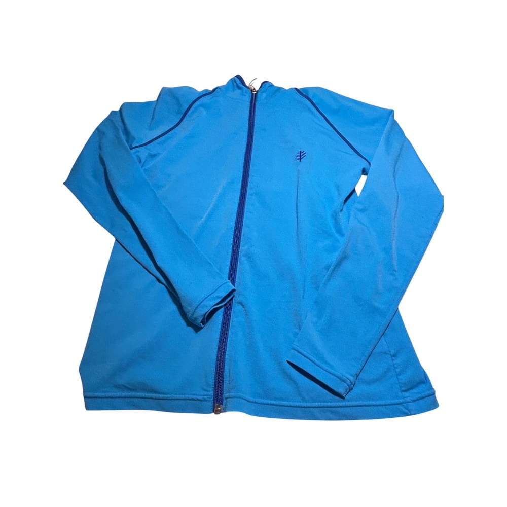 Coolibar Womens Blue UPF 50+ Full Zip Sun Protective Jacket Mock Neck Small